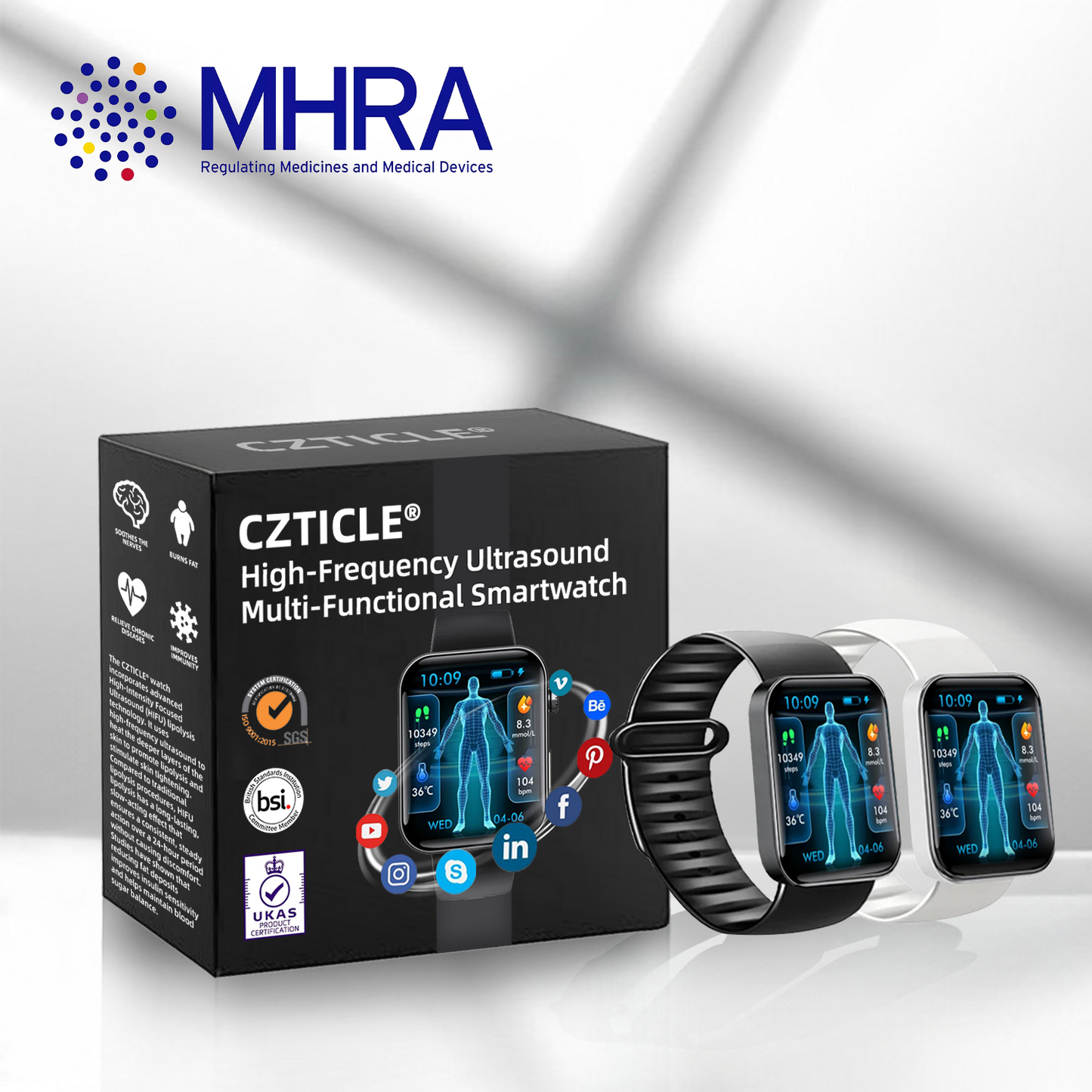 CZTICLE® Hoogfrequent Ultrasound Multifunctioneel Smartwatch🔥🔥💃(Speciaal ontworpen voor vetverbranding, bloedsuikerbalans, lymfedetox, oedeemreductie en zenuwontspanning)