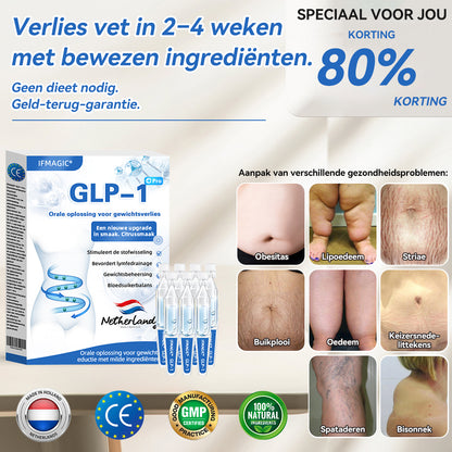 IFMAGIC® GLP-1 Orale oplossing voor gewichtsverlies✅Eén dosis per dag – resultaat zichtbaar binnen 7 dagen👩‍⚕️ Geschikt voor obesitas, hart- en vaatziekten, diabetes, slaapapneu, hoge cholesterol en hoge bloedvetten, gewrichtsproblemen, enz🌿