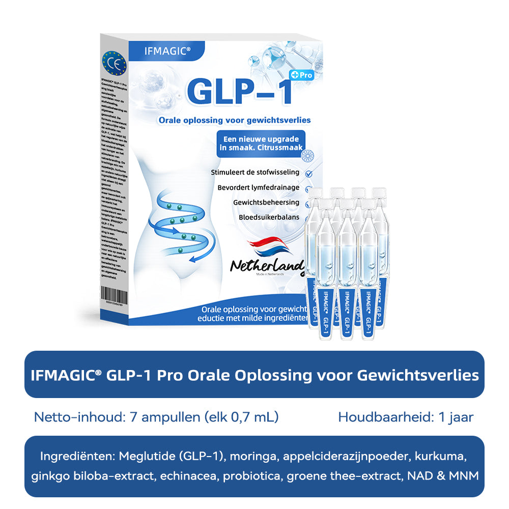 IFMAGIC® GLP-1 Orale oplossing voor gewichtsverlies✅Eén dosis per dag – resultaat zichtbaar binnen 7 dagen👩‍⚕️ Geschikt voor obesitas, hart- en vaatziekten, diabetes, slaapapneu, hoge cholesterol en hoge bloedvetten, gewrichtsproblemen, enz🌿