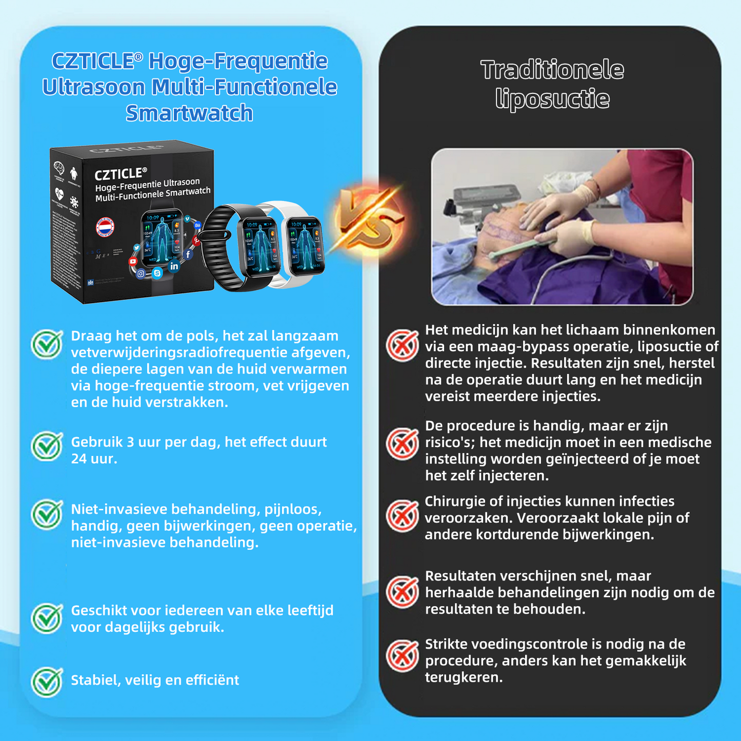 CZTICLE® Hoogfrequent Ultrasound Multifunctioneel Smartwatch🔥🔥💃(Speciaal ontworpen voor vetverbranding, bloedsuikerbalans, lymfedetox, oedeemreductie en zenuwontspanning)